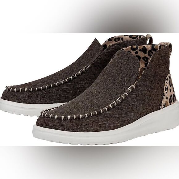 Hey Dude Women's Classic Denny NEW with tags Size 10 Crafted Leopard - Picture 1 of 14